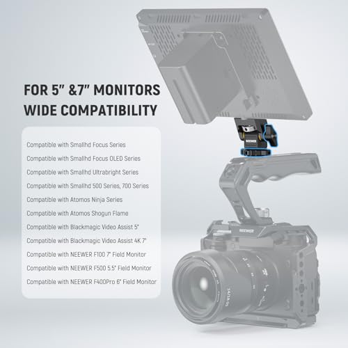 Image of NEEWER Cold Shoe Camera Monitor Mount with Anti Twist 1 /4 inch Screw Compatible with Atomos Ninja V, 5 inch & 7 inch Field Monitor, 360 Swivel 180 Tilt with Adjustable Damping, MA006