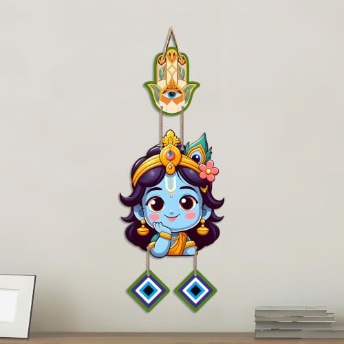 Image of Artvibes Bal Krishna Face Evil Eye Wall Hanging for Home Entrance Decor | Nazar Battu Protection Hanging for Living Room Bedroom Temple Office | Vastu Positive Energy Decorative Gift (WH 8573N)