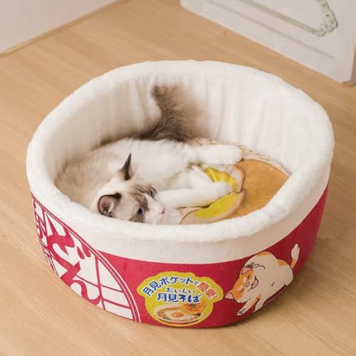 Tente d'hiver pour chat et petit chien coussin en peluche motif nouilles - 6