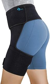 REAQER Hip Thigh Support Brace Groin Compression Wrap for Pulled Groin Sciatic Nerve Pain Hamstring Injury Recovery and Rehab Fits Both Legs Men & Women