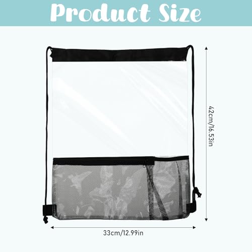 Mozeat Lens 2 Pack Clear Drawstring Bags Waterproof PVC Drawstring Backpack Stadium Approved Transparent Drawstring Bags for Stadium Events Concert Sport Travel2