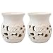 Hosley's Set of 2 White Ceramic Oil Warmer - 4.3" High. Use with Tea Lights Ideal for Spa and Aromatherapy. Use with Hosley Brand Essential Oils and Fragrance Oils.