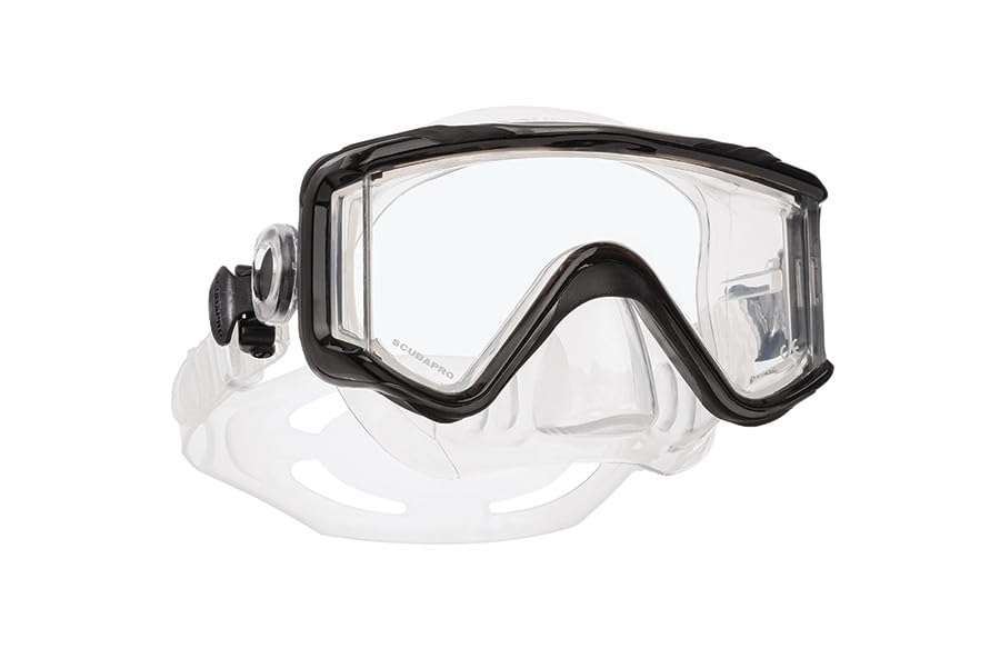 SCUBAPRO Crystal Vu Plus Scuba Mask Without Purge Valve, with Ultra Clear Tri Lens for Diving, Black/Gray