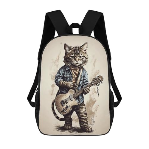 sinyumoney Mochila Infantil, Rock Meowdy Mochila Escolar De Gran Capacidad Para Estudiantes, Mochila Para Libros, Mochila Para Niños, Niñas, Adultos Y Adolescentes 17inch