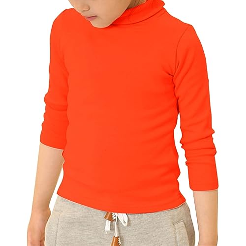 Betadog Unisex Baby Boys Girls Warm Knit Sweater Pullover Long Sleeve Soft Turtleneck High Neck (Orange, 11-12 Years)4