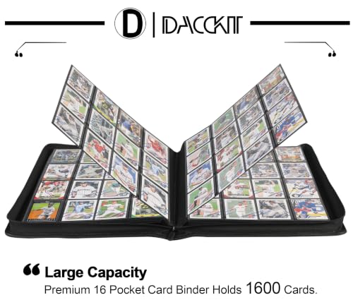 Image of D DACCKIT Card Binder 16 Pocket - Fits 1600 Cards,4X4 Ringless Card Album with Sleeves for Trading Cards & Sports Cards(Model C,Rose Red)