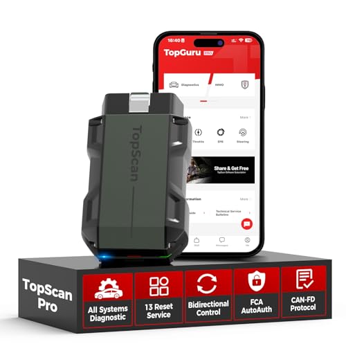 TOPDON TopScan Pro, OBD2 Scanner Bluetooth for iOS & Android, Diagnostic Scan Tool for All Cars, Car Code Reader with Reset Scanner, 13+ Reset Service, Upgraded Version of Topscan Lite