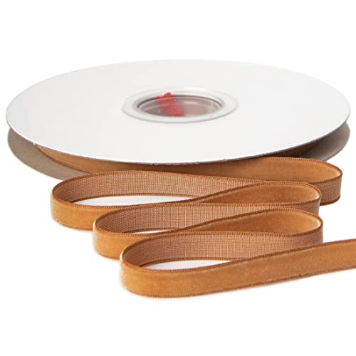 Ribbli Polyester Khaki Velvet Ribbon,3/8 Inches Continuous10-Yard Spool,Christmas Ribbon for Gift Wrapping,Floral Bouquets, Home Decor