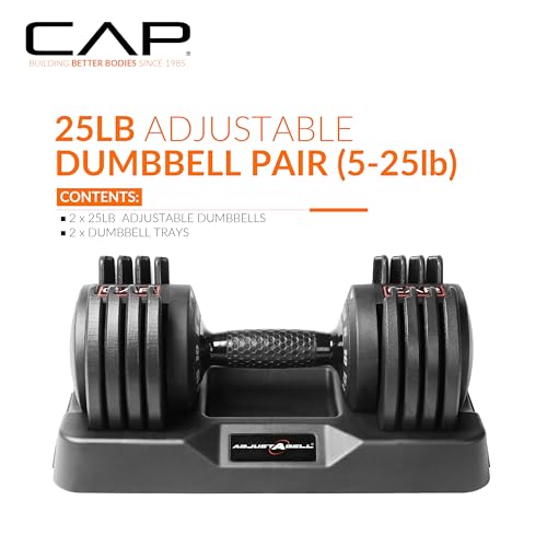 Image of CAP ADJUSTABELL Adjustable Dumbbell Weights - Singles & Pairs | 12.5 lb, 25 lb & 55 lb | Multiple Handle Options