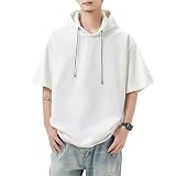 [Yeecan] tシャツ メンズ 夏服 パーカー 半袖 五分袖 無地 ゆったり おしゃれ スウェット パーカー スポーツ カジュアル フード付き 通気性 吸汗 速乾 ドライ ストレッチ 大きいサイズ-bai-L