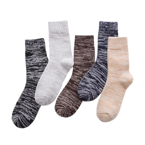 Image of Women Winter Socks 5 Packs Wool Socks Gifts for Mom Warm Vintage Soft Christmas Socks Thick Cold Knit Crew Socks