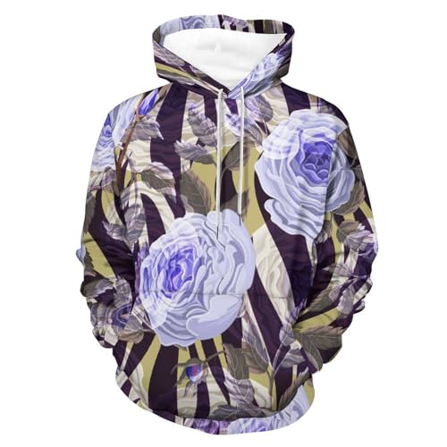 Sweat à capuche fleur pourpre unisexe pull manches longues homme femme taille S