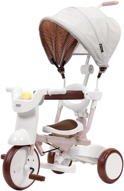 iimo Folding 3 in 1 Tricycle – Premium Tricycles for 1-3 Year olds – Japan Design Toddler Bike with Push Handle, Stroll N Trike, Toddler Tricycle Stroller – Kids Trike for Baby Boys and Girls (White)