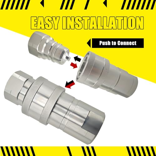 Image of 1 inch Agricultural Hydraulic Quick Connect Coupler Set for Tractor,1 inch NPT Thread ISO 5675 for Parker 4000 Replaces 4010-6P 4050-6P( Heavy-Duty Carbon Steel Poppet Valve)