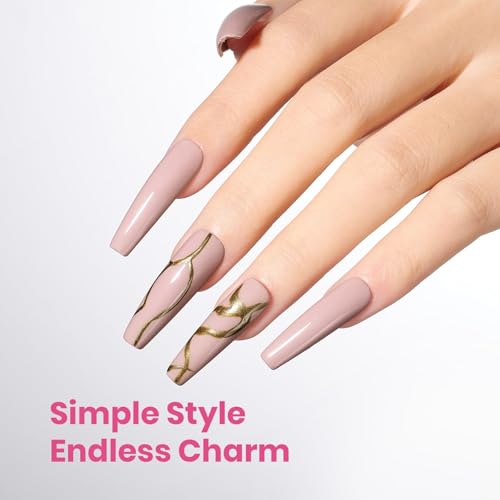 Image of Beetles Nude Pink Gel Polish - Chestnu Serenade 15ML Full Size /0.51Fl Oz, HEMA-Free Pink Nude Gel Polish, Soak Off UV LED Lamp Fall Nails Art, Manicure Salon DIY French Nails