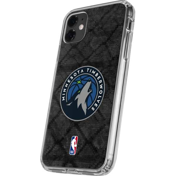 Skinit Clear Phone Case Compatible with iPhone 11 - Officially Licensed NBA Minnesota Timberwolves Dark Rust Design