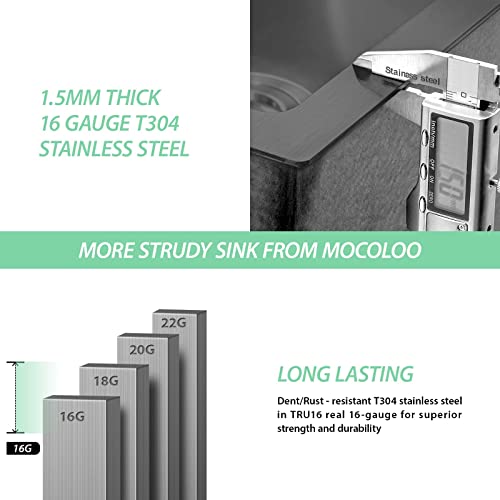 32 Black Undermount Kitchen Sink Workstation- Mocoloo 16 Gauge Stainless Steel Matte Black Gunmetal Single Bowl Deep Ledge Workstation Kitchen Sink With Cutting Board #TOP3