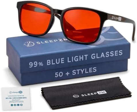 Sleep ZM Blue Light Blocking Glasses for Computer, TV, Gaming Improve Sleep by Naturally Producing Melatonin for Women + Men