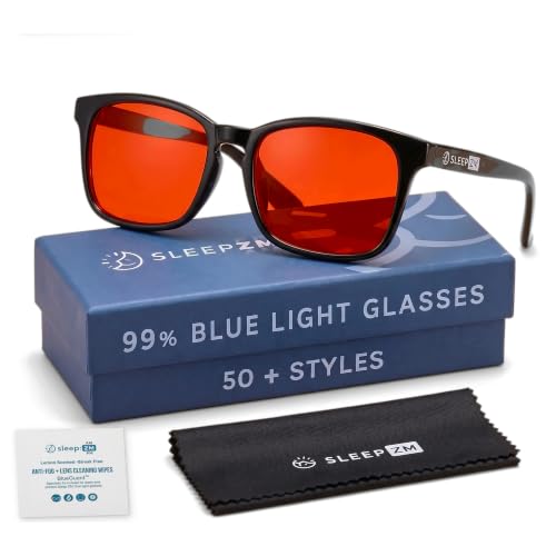 Sleep ZM Blue Light Blocking Glasses for Sleep - 99% Amber, Black...