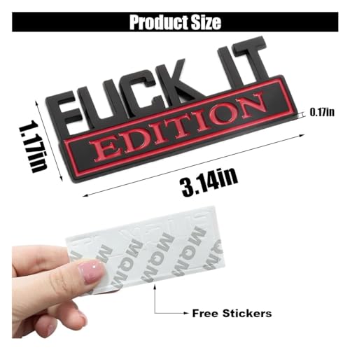 Image of Fuck IT Edition Emblem Car Decal Sticker, Car Fender Bumper 3D Sticker Decal Cool Badge Decoration, Vehicle Exterior Replacement Accessories for Car Truck SUV Laptop
