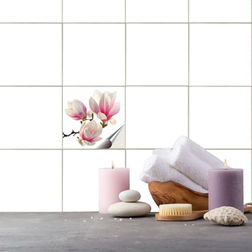 FoLIESEN Fliesenaufkleber - Deko-Bild für Bad, Küche, Badezimmer - Dekoration Fliesen-Bild selbstklebend - Magnolie, Fliese - Bild (BxH):15x15 cm - 3 Stück FoLIESEN Fliesenaufkleber - Deko-Bild für Bad, Küche, Badezimmer - Dekoration Fliesen-Bild selbstklebend - Magnolie, Fliese - Bild (BxH):15x15 cm - 3 Stück