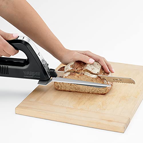 Waring Commercial Wek200 Cordless Rechargeable Electric Knife W/Bread And Carving Blades, Includes Case, 120V, 5-15 Phase Plug, Black #TOP1