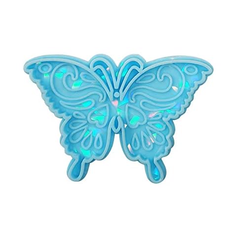 wouwaft DIY Butterfly Pendant Blue Holographic Silicone Mould Butterfly Keychain Car Pendants Home Epoxy Resin Molds Decoration Crystal Cover