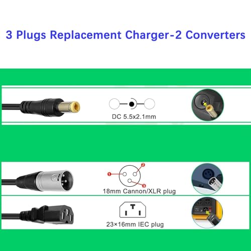 84V 3A 3-Pin XLR Charger (3 Plugs Universal) for Scooters and More 72V(20S) 12AH 20AH 30AH Lithium Battery - 3 Plugs Universal DC/XLR or Cannon/IEC Plug by YAREMYEYE - Image 2