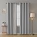 Produktbild Deconovo Vorhang mit Ösen für Wohnzimmer Oxford Thermovorhang Gardinen 240x135 cm Hellgrau 2er Set