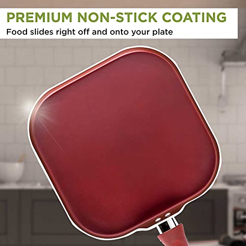 Ecolution Non-Stick Griddle Pan Dishwasher Safe, Silicone Handle, Specialty Cookware For Family, Griddle-11 Inch, Crimson Sunset #TOP2