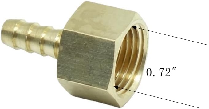 1 Piece Brass Hose Barb Fitting,5/16" Barb x 1/2" NPT Female Adapter