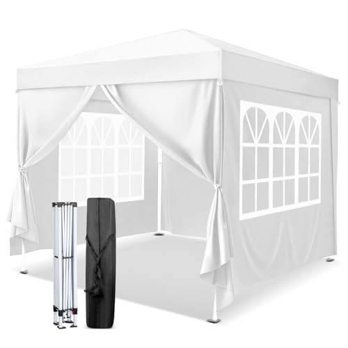VINGLI Pop Up Canopy Tent with Sidewalls, Outdoor Gazebo Canopy Tent, Patio Event Tents Outdoor Event Shelter for Parties (White, 10x10)