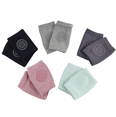 Lot de 5 paires de genouillères pour bébé - Élastiques - Multicolores - Respirantes - Absorbantes - Antidérapantes - En caoutchouc - Résistantes à l'usure - Absorption des chocs - Garçons et filles Cover