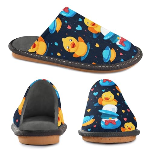 Heart Duck Fuzzy Slippers Soft Home Bedroom Slippers for Women Men House Shoes4