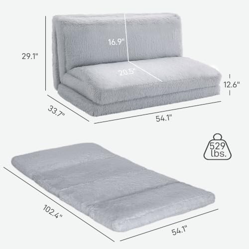 Image of HOMCOM Bean Bag Chair Floor Sofa Bed for Adults 54 x102 in Light Gray