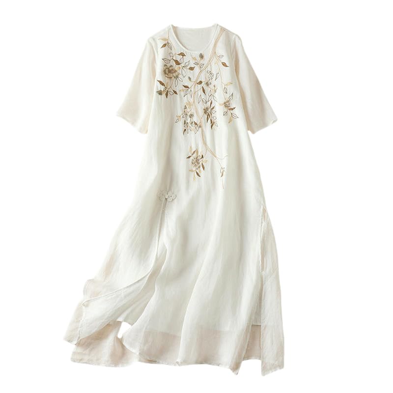 Robe longue pour les vacances décontractées en tissu ramie