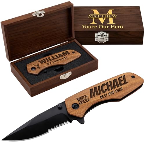Custom Knife - Personalized Gifts for Men and Women - Engraved Gift for Dad Husband Boyfriend Wife Girlfriend - Customized Pocket Knives for Birthday, Anniversary - Best Unique Present 6611 PS