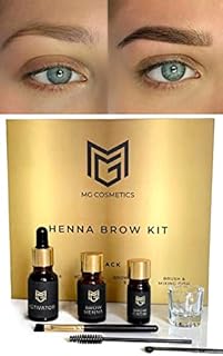 Eyebrow Henna Tint Kit Dyes Brow Hair | BONUS VIDEO TUTORIAL | Professional Salon & At Home DIY Brow Tinting kit | Vegan Cruelty Free | Complete Kit Instant Semi Permanent Coloring | MG COSMETICS