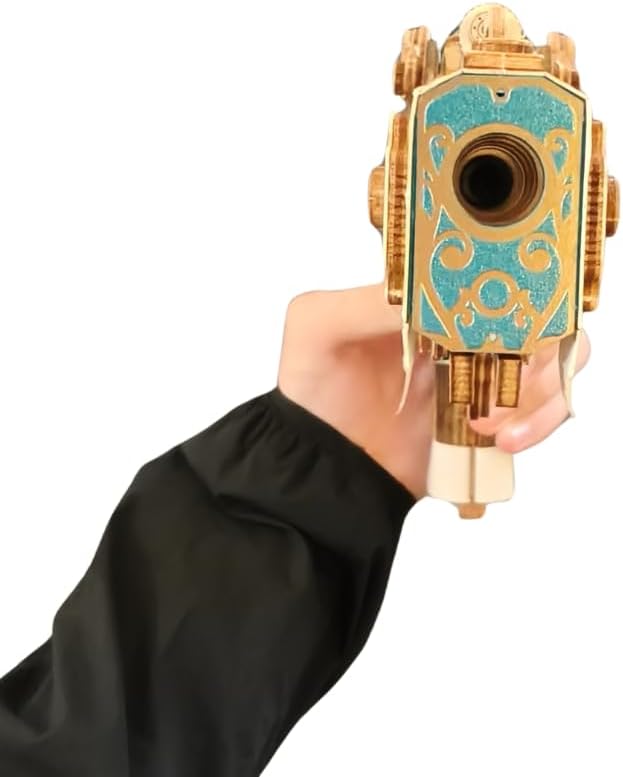3D Wooden Revolver with Wooden Bullets Puzzle Kits for Adults, DIY Handcrafted Creative Steam Assembly Kit, Perfect Present for Adults, 318 Pieces, Blue