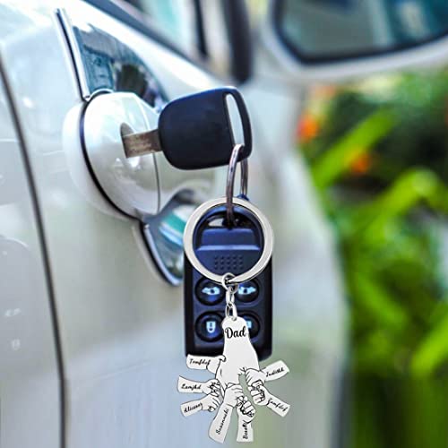 Ayorior Custom Name Hand Fist Keychain Personalized Dad Keychain Dad Gifts Father's Day Keyring Dad Gifts From Daughter (Fist Keychain-Titanium Steel) #TOP2
