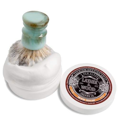 Image of Lather & Wood Shaving Soap - Bay Rum - Simply the Best Luxury Shaving Cream - Tallow - Dense Lather with Fantastic Scent for the Worlds Best Wet Shaving Routine. 4.6 oz (Bay Rum)