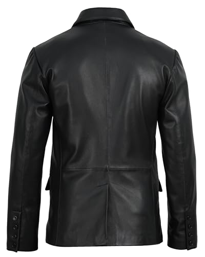 Image of fjackets Mens Leather Blazer Jacket - Real Lambskin Leather Sport Coat, 2-Button, Fully Lined, Business to Weekend