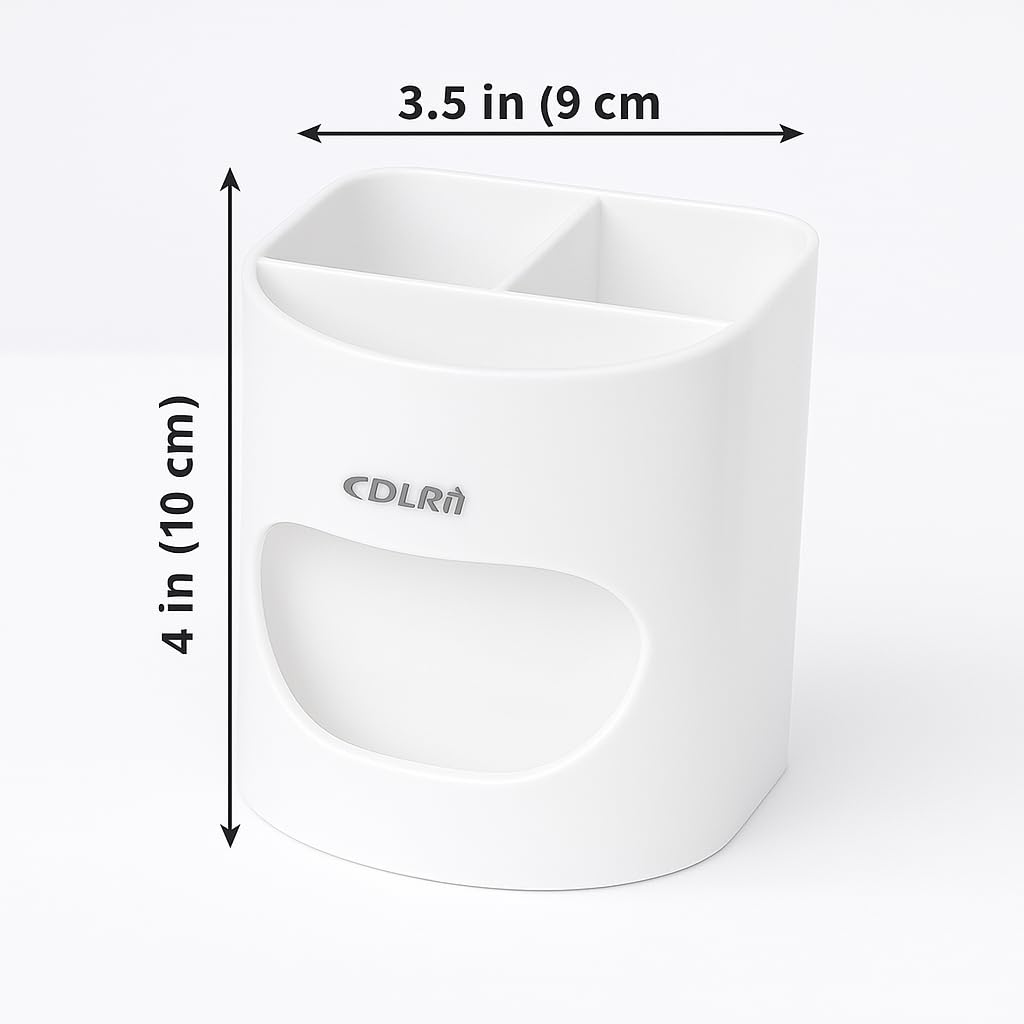 AccuPrints Pen & Pencil Holders and Stationery Organiser Holder I 3 Compartment Plastic Case Holder I Multi-Functional Storage & Display Stand for Home, Office Table Accessories (White Smile) (A5P2) 1