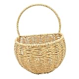 QUMIIRITY Cesta Colgante de Pared Pequeña Tejida a Mano Material Sintético Tipo Ratán para Almacenamiento de Huevos y Condimentos en Cocina, Adecuado para Organización y Decoración Hogareña