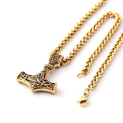Mjolnir Thors Hammer Necklace Mixed Gold Color Pendant Stainless Steel Viking Accessories Norse Pendant Viking Jewelry for Men2