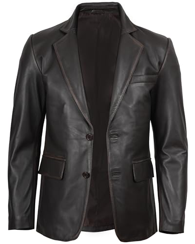 Image of Decrum Lambskin Leather Blazer for Men - Genuine Leather Sport Coat for Formal & Business Casual