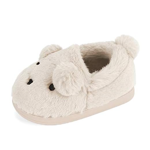 LACOFIA små barn pojkar flickor varm plysch tofflor halkfria barn vinter hund skor, - Beige - 30/31 EU