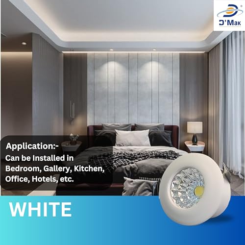 Image of D'Mak 1 Watt Round LED Button COB White Focus Light for POP /Recessed Lighting (White, Pack of 10)