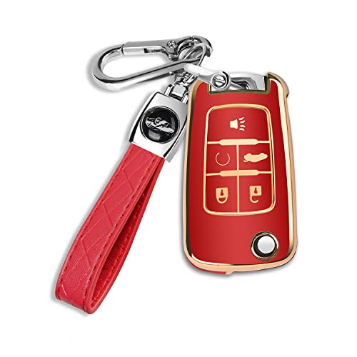 Image of QBUC for Chevy Key Fob Cover Case with Keychain for Chevrolet Buick Camaro Cruze Equinox Malibu Impala Spark Sonic GMC