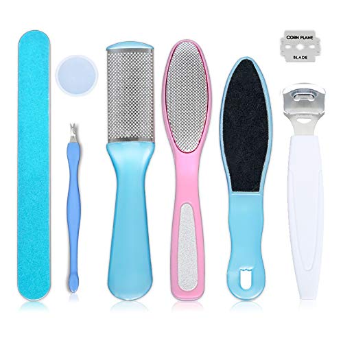 Fußraspel 8 stücke Edelstahl Fuß RAPS Set Hard Dead Skin Callus Remover Kit Füße Fetzen Pediküre-Reibe Werkzeuge Fußfeile für Pediküre